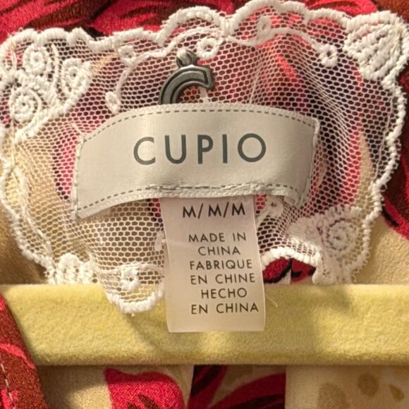 Cupid Red & Cream Floral Long Sleeve Blouse Sz M blouse. NWOT - Picture 2 of 12